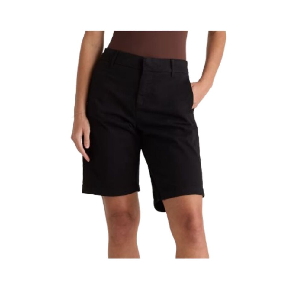 Quince Organic Stretch Cotton Chino Bermuda Shorts Size 6 Black NWT